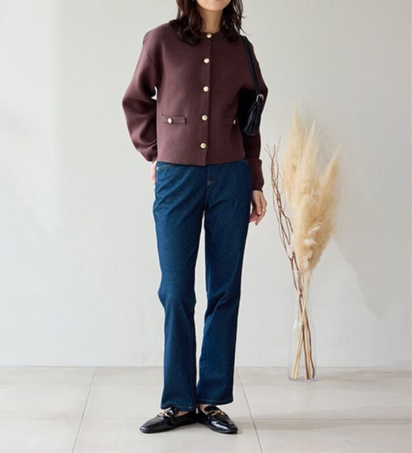 BELLUNA（ベルーナ）の「【選べる裏側】ぐん伸びニットデニムパンツ（フルレングスパンツ）」｜詳細画像