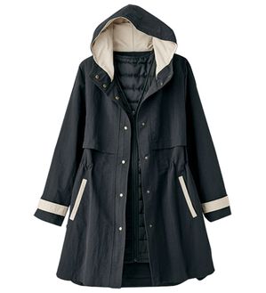 BELLUNA（ベルーナ）の「おしゃれの主役！蓄熱中わたベスト付配色コート（ハーフコート）」｜黒系