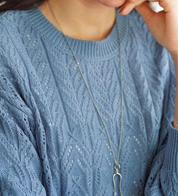BELLUNA（ベルーナ）の「幾何柄透かし編ニットチュニック（チュニック）」｜詳細画像