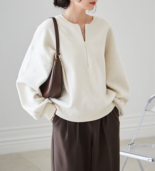 RANAN（ラナン）の「ハーフジップスウェットライクニット（ニット・セーター）」｜詳細画像