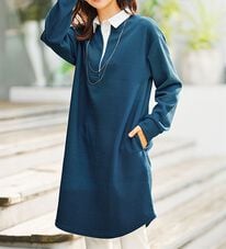 BELLUNA（ベルーナ）の「ボーダージャカード素材ラガーシャツワンピース（カットソーワンピース）」