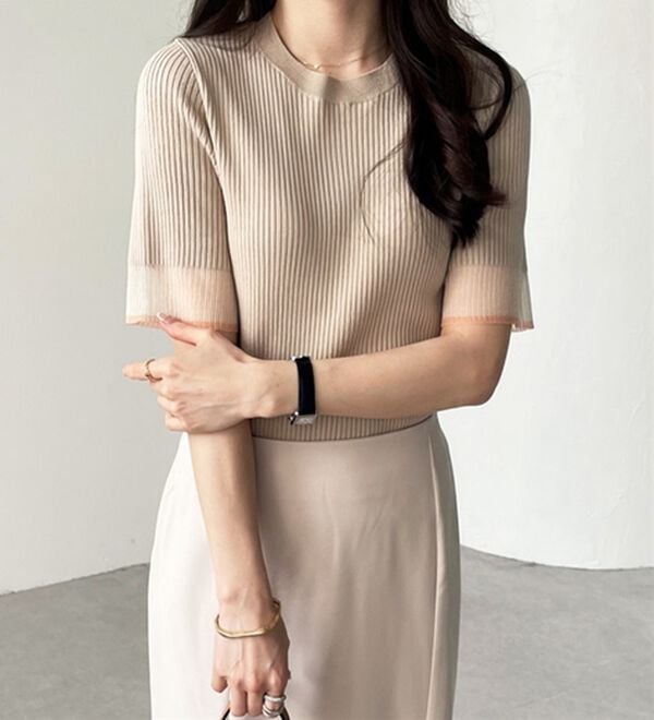 GeeRA（ジーラ）の「『ドラマ着用商品』 袖口シアーリブニット（ニット・セーター）」｜詳細画像