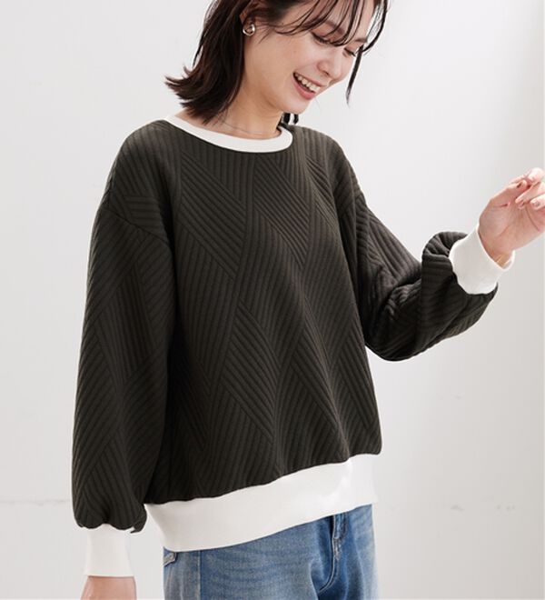 BELLUNA（ベルーナ）の「幾何柄ジャカード配色リブプルオーバー（カットソー）」｜詳細画像