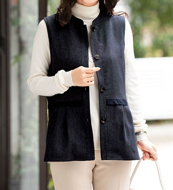 ルフラン（ルフラン）の「杢調ウエスト切替ベスト＜カナリエ＞（ベスト）」｜詳細画像