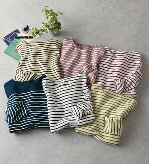 BELLUNA（ベルーナ）の「 ＜＆ｃｏｃｏｃｈｉ＞ハピネスコットン１００％ボーダープルオーバー（カットソー）」｜詳細画像