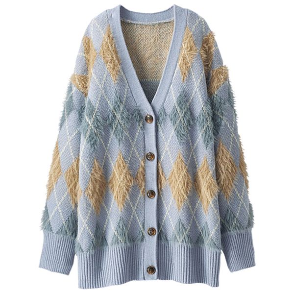 BELLUNA（ベルーナ）の「ふんわりアーガイル柄カーディガン（ニットカーディガン）」｜詳細画像