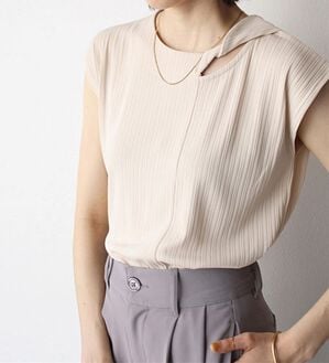 GeeRA（ジーラ）の「ツイストカットワークランダムテレコトップス（カットソー）」｜ベージュ