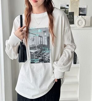 GeeRA（ジーラ）の「アソートデザインフォトプリントロンＴ（カットソー）」｜オフホワイト×ダイナー