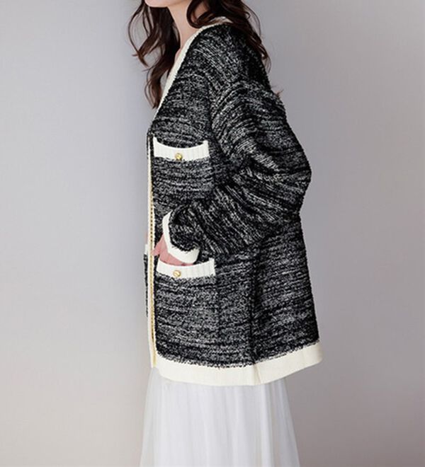 RANAN（ラナン）の「ツイード調ニットカーディガン（ニットカーディガン）」｜詳細画像