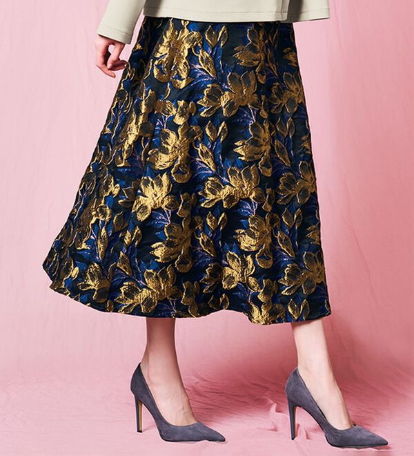 大花柄ジャカードスカート - ベルーナ【公式】