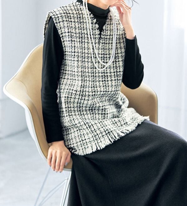 VINNO（ヴィノ）の「ツイードベスト&times;プルオーバーセット（アンサンブル）」｜詳細画像