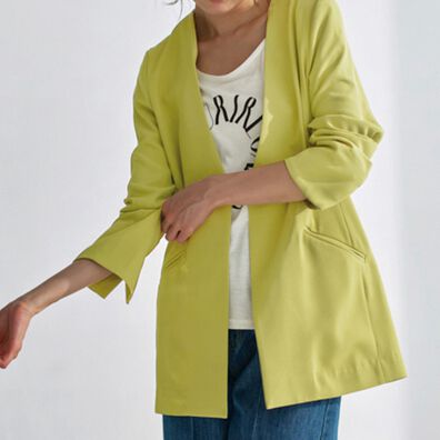 RANAN（ラナン）の「ノーカラーデザインジャケット（ノーカラージャケット）」