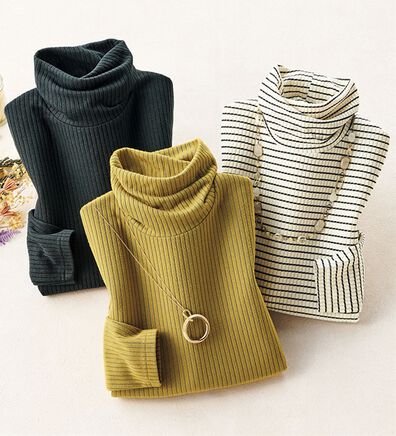 ルフラン（ルフラン）の「【３色組】テンセル（ＴＭ）繊維混リブの柔らかプルオーバー（カットソー）」