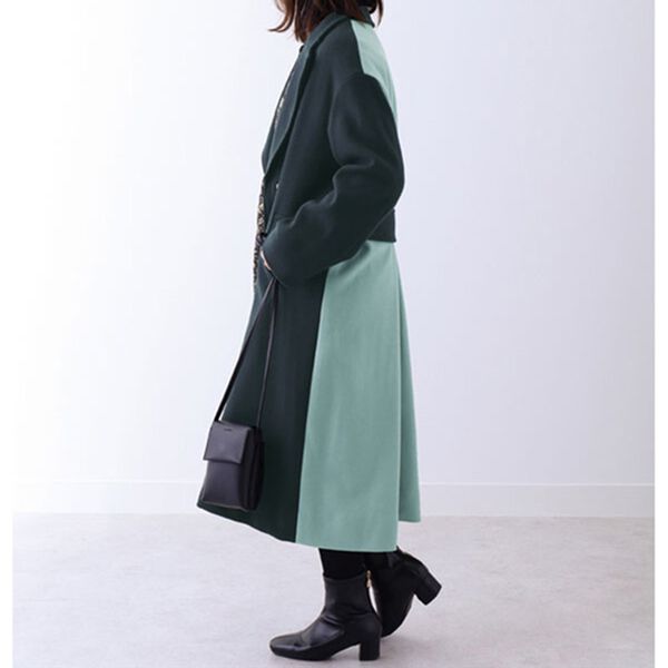 BELLUNA（ベルーナ）の「ウール調素材配色デザインコート（ロングコート）」｜詳細画像