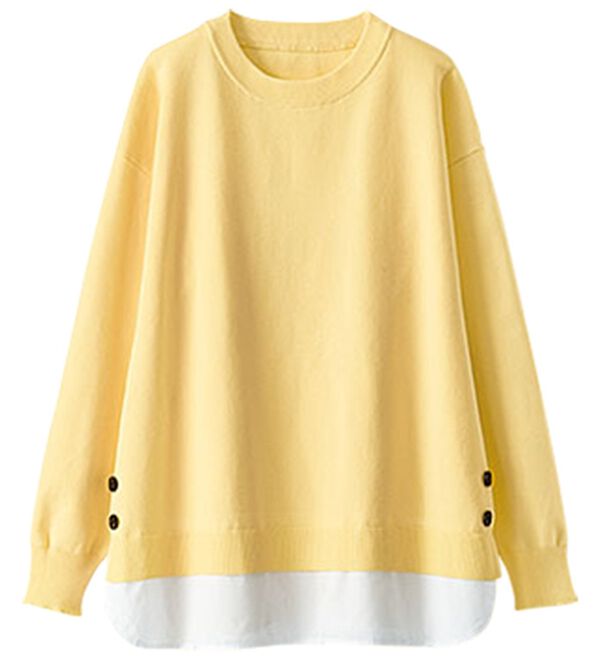 BELLUNA（ベルーナ）の「裾ボタン重ね着風ニットプルオーバー（ニット・セーター）」｜詳細画像