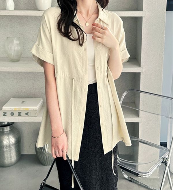 GeeRA（ジーラ）の「２ｗａｙウエストリボンシャツチュニック（チュニック）」｜詳細画像