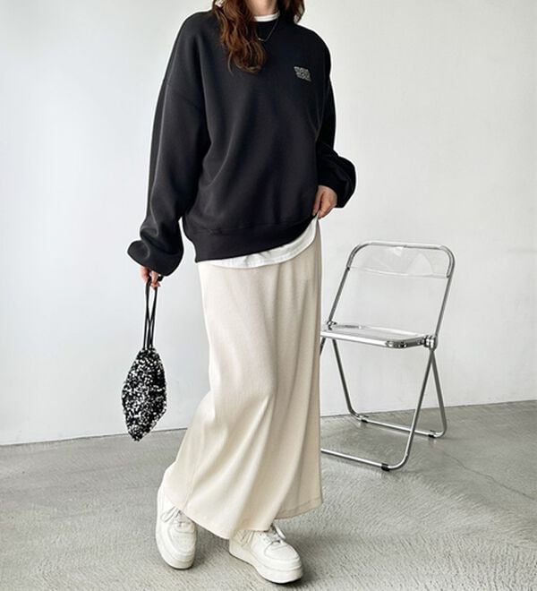 GeeRA（ジーラ）の「【着回し力◎】楽ちんすっきり見え！リブロングスカート（ロングスカート）」｜詳細画像