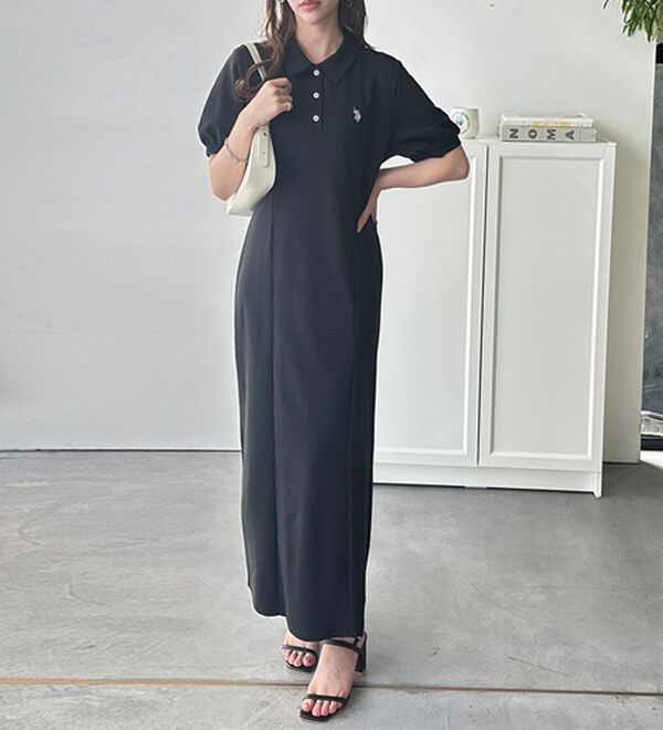 GeeRA（ジーラ）の「【Ｕ．Ｓ．ＰＯＬＯＡＳＳＮ】ポロ衿ワンピ―ス（その他ワンピース）」｜ブラックタイト