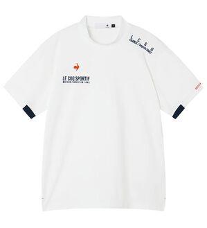 「＜ルコック＞ゴルフ　マーキングデザイン半袖モックネックシャツ（メンズシャツ）」｜ホワイト