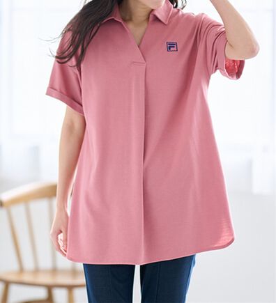 RANAN（ラナン）の「＜ＦＩＬＡ＞吸汗速乾・ＵＶ対策　鹿の子チュニックポロシャツ（チュニック）」