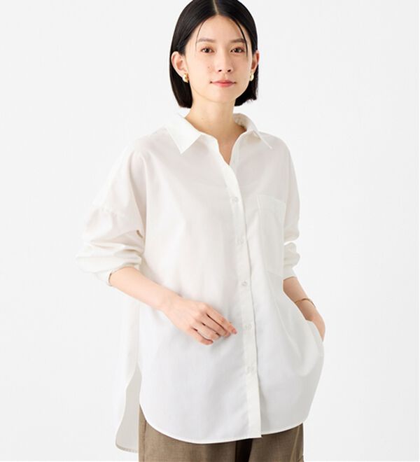 Viola e Viola（ヴィオラ エ ヴィオラ）の「【イージーケア】お手入れ簡単羽織に使えるオーバーシャツ（シャツ）」｜オフホワイト
