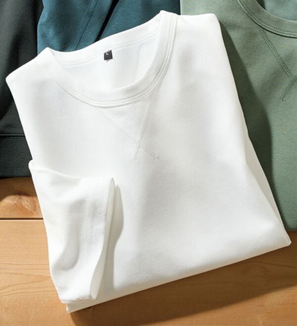 「＜シンプル＆プラス＞長く着られるライトトレーナー（メンズＴシャツ）」｜ホワイト