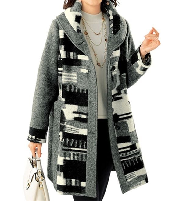 ルフラン（ルフラン）の「イタリア糸使いデザインコート（ロングコート）」｜グレー系