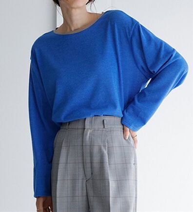 RANAN（ラナン）の「配色使いニットソープルオーバー（カットソー）」