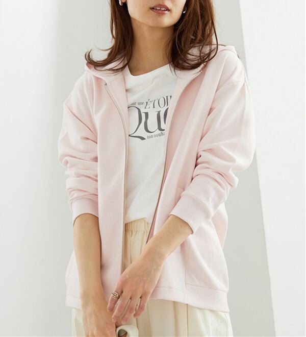 BELLUNA（ベルーナ）の「【快適Ｌａｂ．】とろみ素材裾タックパーカー（パーカー）」｜ベビーピンク