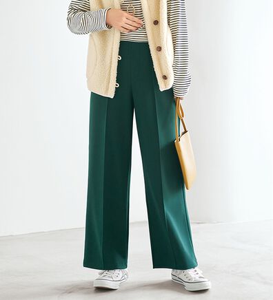 BELLUNA（ベルーナ）の「【快適Ｌａｂ．】裏起毛ジョーゼット素材ワイドパンツ（ワイドパンツ・ガウチョ）」