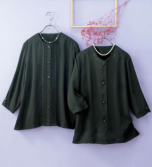 ルフラン（ルフラン）の「【２枚組】フォーマル用黒のデザインブラウス（ブラックフォーマル（喪服・礼服））」｜詳細画像
