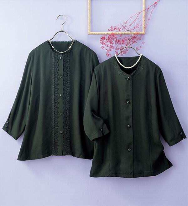 ルフラン（ルフラン）の「【２枚組】フォーマル用黒のデザインブラウス（ブラックフォーマル（喪服・礼服））」｜詳細画像