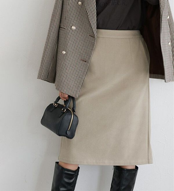 Pierrot（ピエロ）の「丈と柄が選べるカシミヤタッチＩラインスカート（ロングスカート）」｜詳細画像