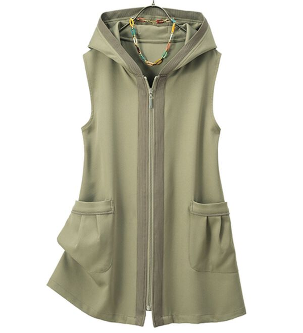 ルフラン（ルフラン）の「羽織ってお洒落なリブ使いベスト（ベスト）」｜カーキ