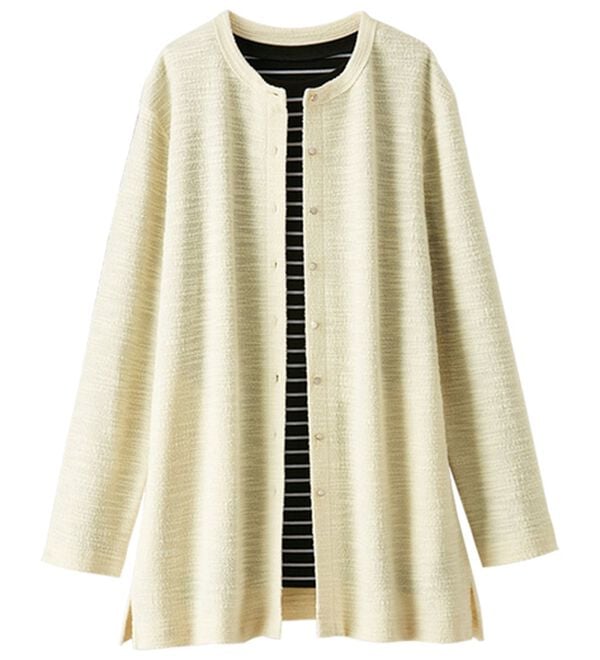 BELLUNA（ベルーナ）の「ツイード調カーデ&times;ボーダーアンサンブル（アンサンブル）」｜詳細画像