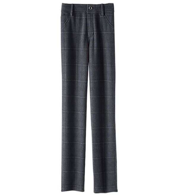 BELLUNA（ベルーナ）の「ポカポカすっきり！あったか裏ファーパンツ（フルレングスパンツ）」｜チャコール／ブルー