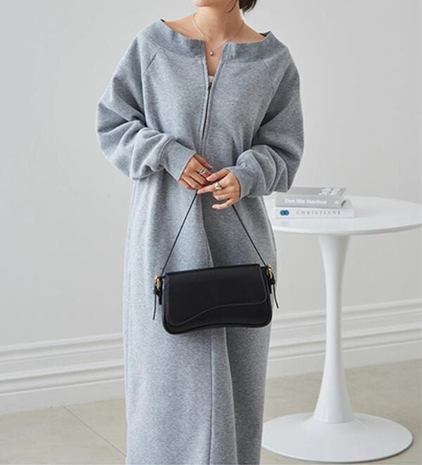 RANAN（ラナン）の「裏起毛ハーフジップワンピース（ロングワンピース）」｜詳細画像