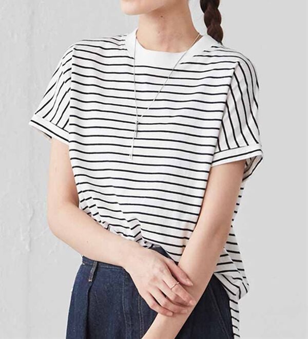 RANAN（ラナン）の「【選べる袖丈】＜BC＞綿100％プチハイネックＴシャツ（カットソー）」｜詳細画像