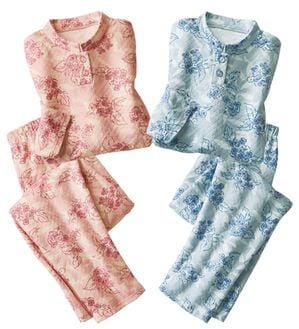 「【２着組】ふんわり花柄キルトパジャマ（パジャマ・ルームウェア）」｜2着組