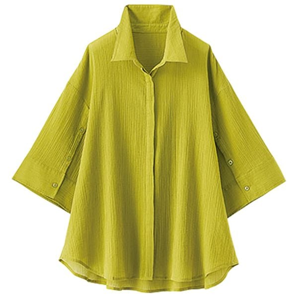 BELLUNA（ベルーナ）の「楊柳コットン袖ボタンデザインシャツ（シャツ）」｜詳細画像