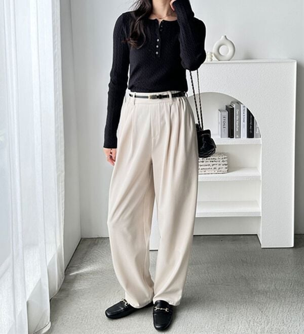 GeeRA（ジーラ）の「ミニケーブルヘンリーネックリブニット（ニット・セーター）」｜詳細画像