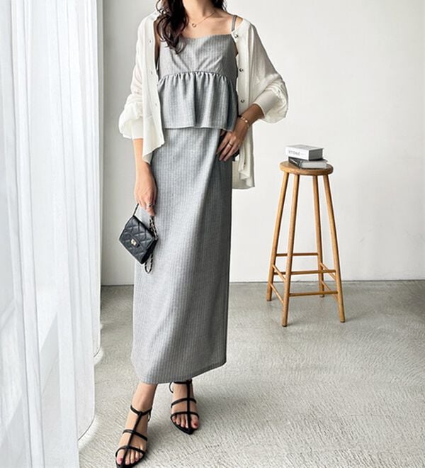 GeeRA（ジーラ）の「楽ちん！ペプラムキャミワンピース（カットソーワンピース）」｜詳細画像