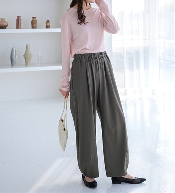 BELLUNA（ベルーナ）の「サラリ快適！ビンテージ調カーブパンツ（ワイドパンツ・ガウチョ）」｜詳細画像