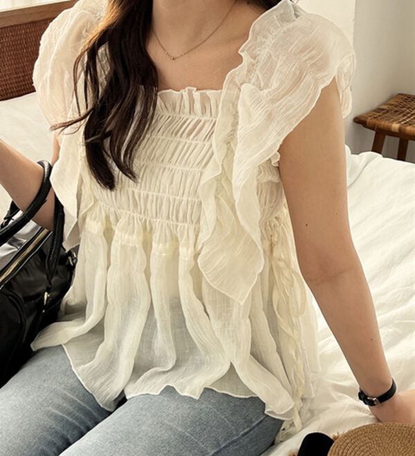 GeeRA（ジーラ）の「フリルシャーリングブラウス（ブラウス）」｜詳細画像