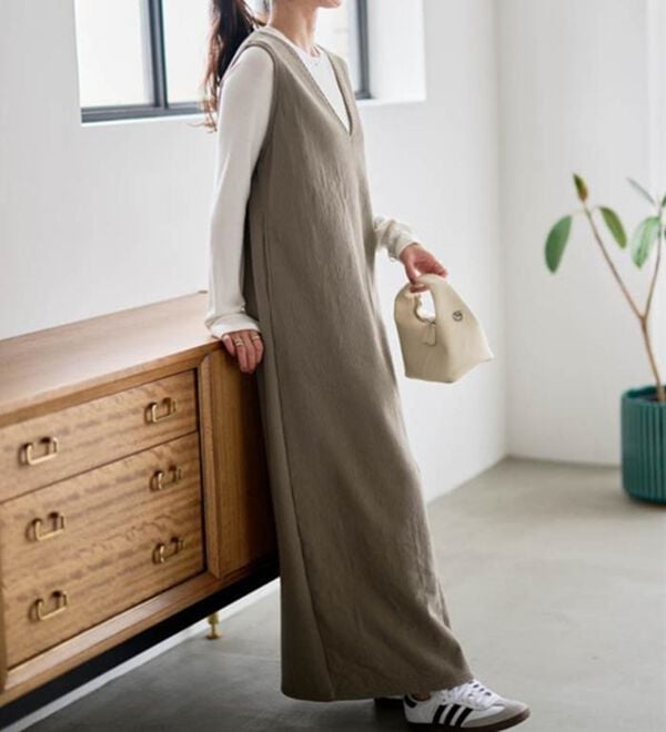 RANAN（ラナン）の「あったか裏ベロアニットコールジャンパースカート（ジャンパースカート）」｜詳細画像