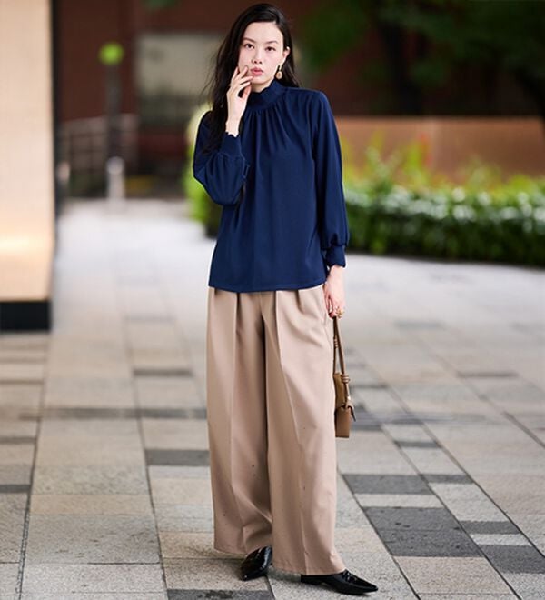 RANAN（ラナン）の「スカラップリブニット使いブラウス（ブラウス）」｜詳細画像