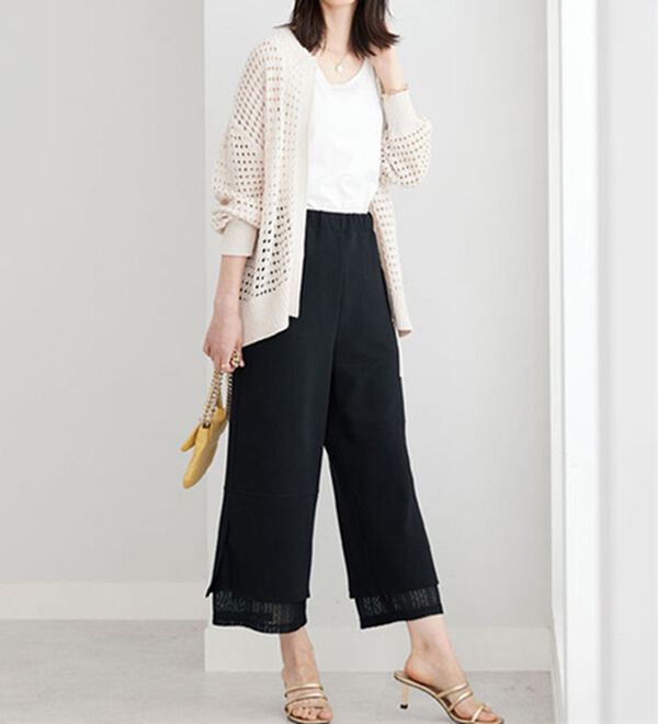 BELLUNA（ベルーナ）の「【Ｌａｇｒｉｌｕａ】裾レース使いアシメ切替デザインパンツ（ワイドパンツ・ガウチョ）」｜詳細画像