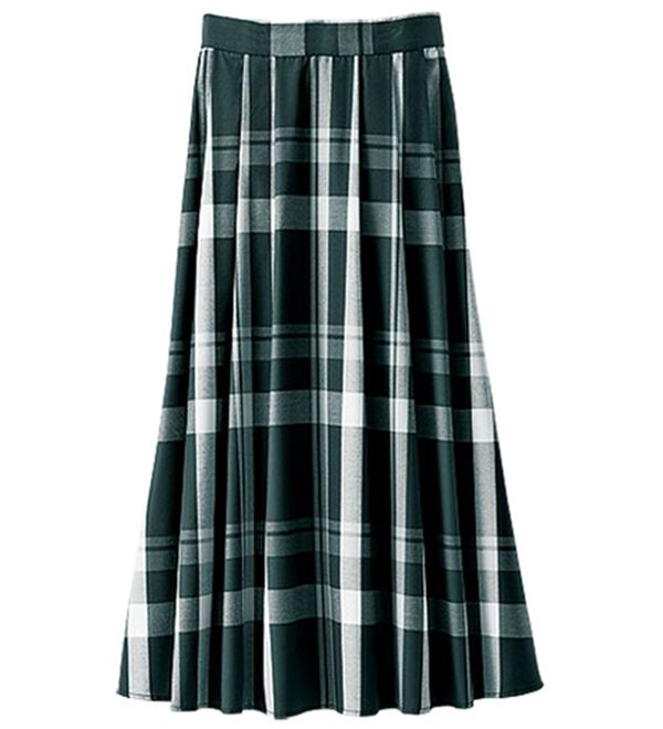 BELLUNA（ベルーナ）の「大人顔フレアーデザインスカート（ロングスカート）」｜黒系チェック