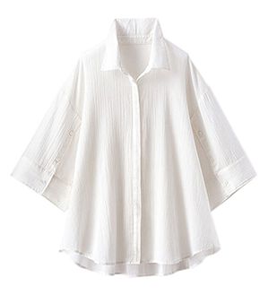 BELLUNA（ベルーナ）の「楊柳コットン袖ボタンデザインシャツ（シャツ）」｜オフ白