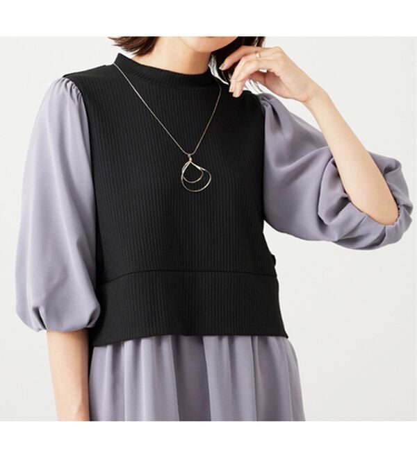 BELLUNA（ベルーナ）の「ベルト使い異素材切替ワンピ―ス（その他ワンピース）」｜詳細画像